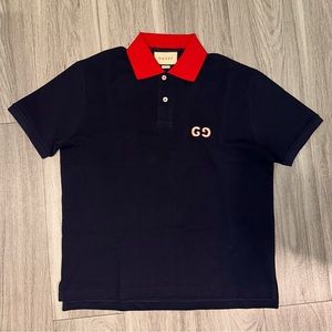 Gucci polo shirt men blue red MEDIUM